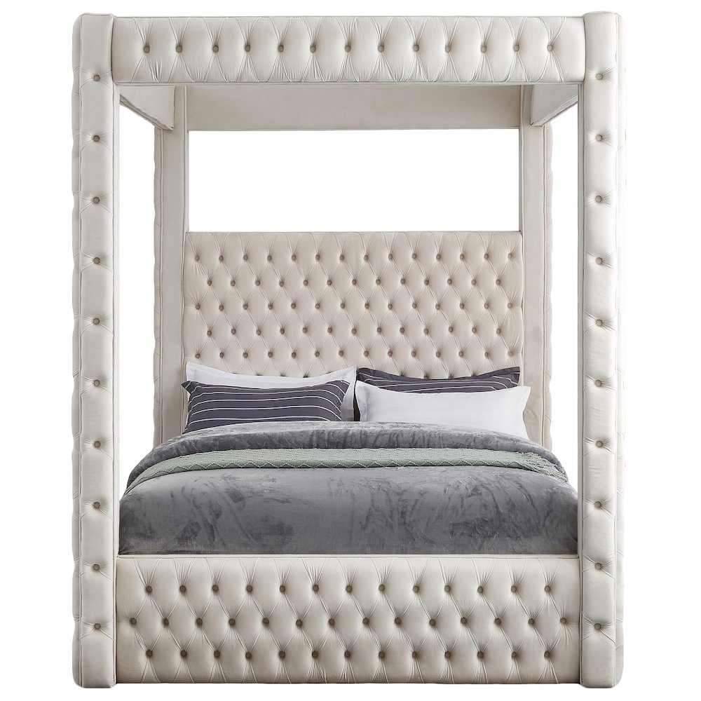 Royal Beige Velvet King Bed