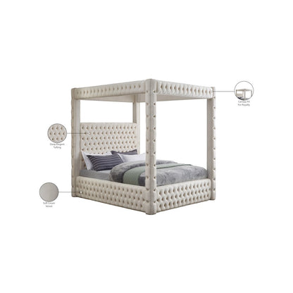 Royal Beige Velvet Queen Bed
