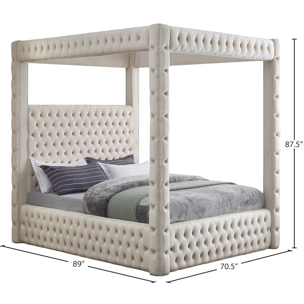 Royal Beige Velvet Queen Bed