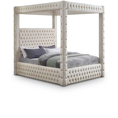 Royal Beige Velvet Queen Bed