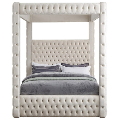 Royal Beige Velvet Queen Bed