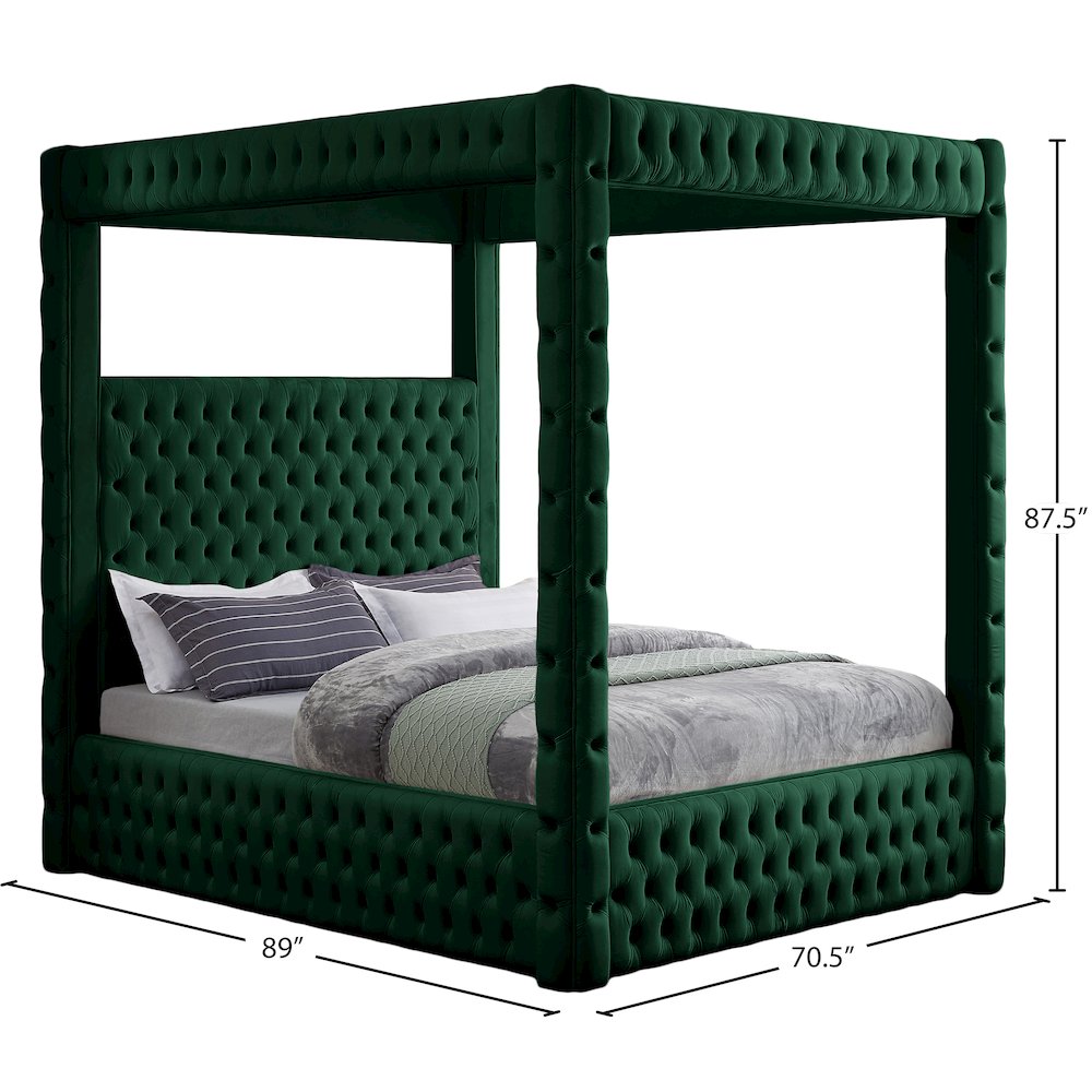 Royal Green Velvet Queen Bed