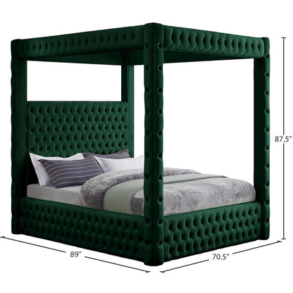 Royal Green Velvet Queen Bed