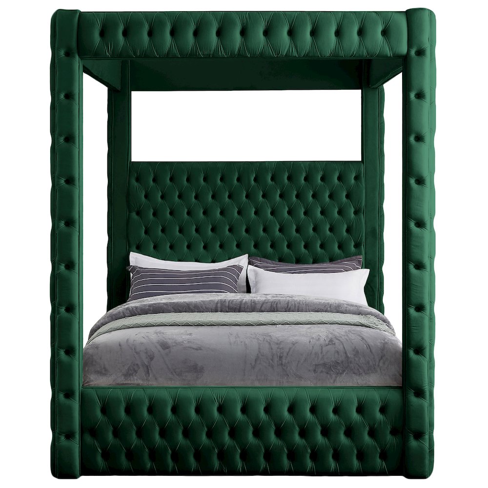 Royal Green Velvet Queen Bed