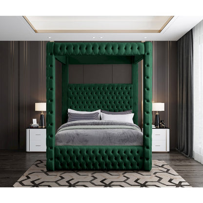 Royal Green Velvet Queen Bed