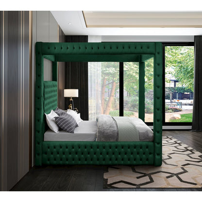 Royal Green Velvet Queen Bed