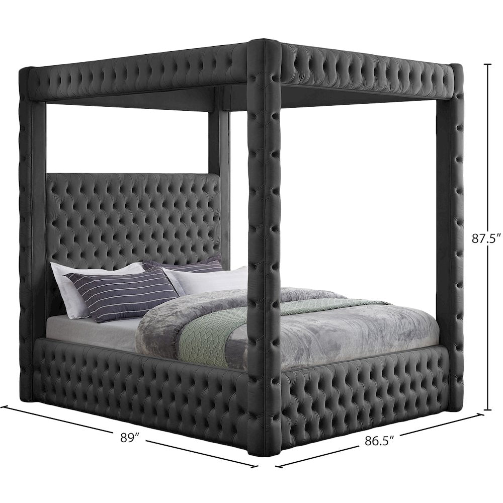Royal Grey Velvet King Bed