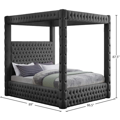 Royal Grey Velvet King Bed