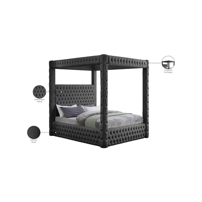 Royal Grey Velvet King Bed