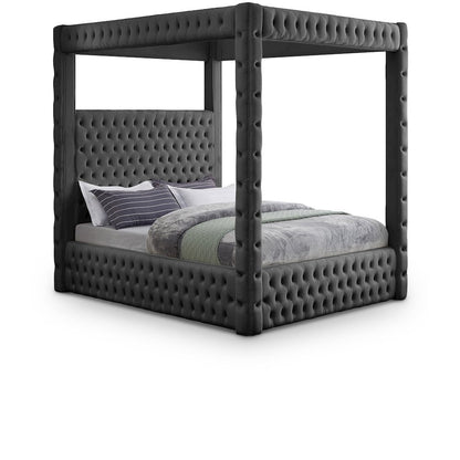 Royal Grey Velvet King Bed