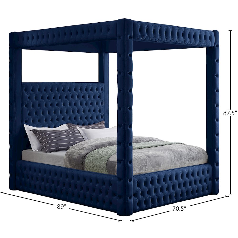 Royal Navy Velvet Queen Bed