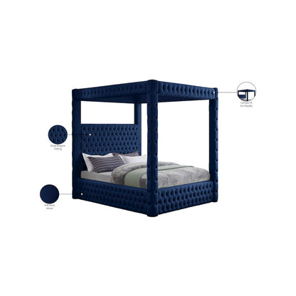 Royal Navy Velvet Queen Bed