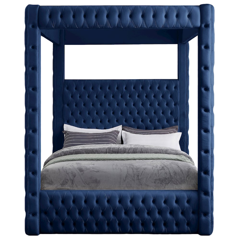 Royal Navy Velvet Queen Bed