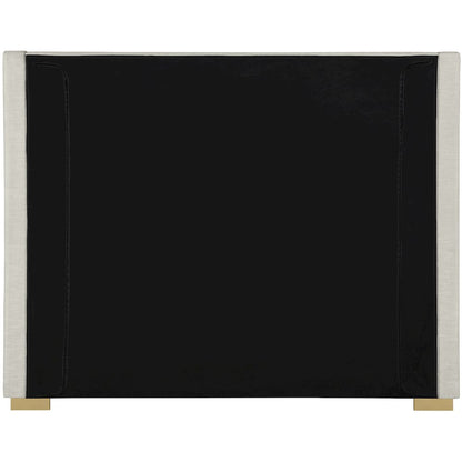 Royce Beige Linen Textured Fabric King Bed