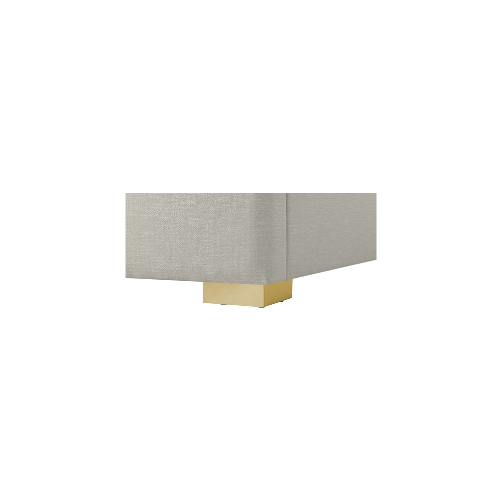 Royce Beige Linen Textured Fabric Twin Bed