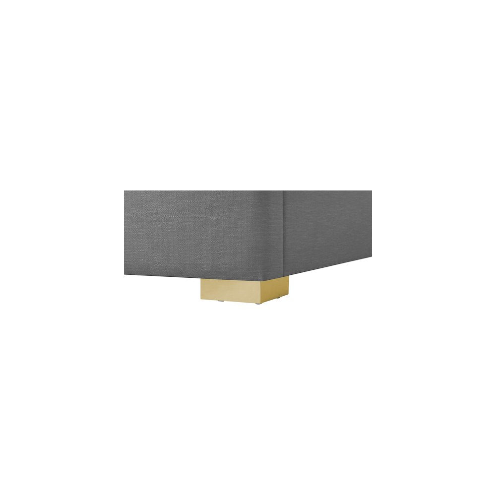 Royce Grey Linen Textured Fabric Full Bed