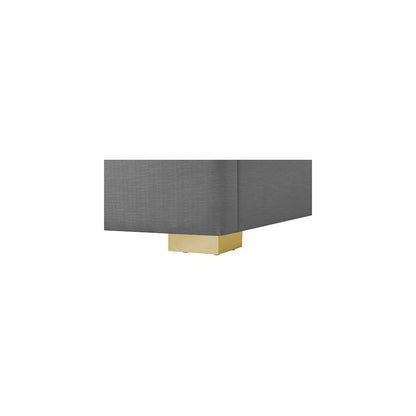 Royce Grey Linen Textured Fabric Full Bed