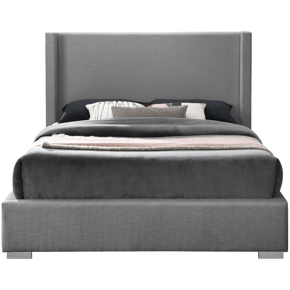 Royce Grey Linen Textured Fabric Full Bed