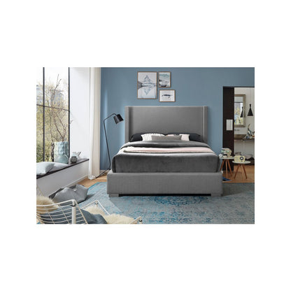 Royce Grey Linen Textured Fabric King Bed