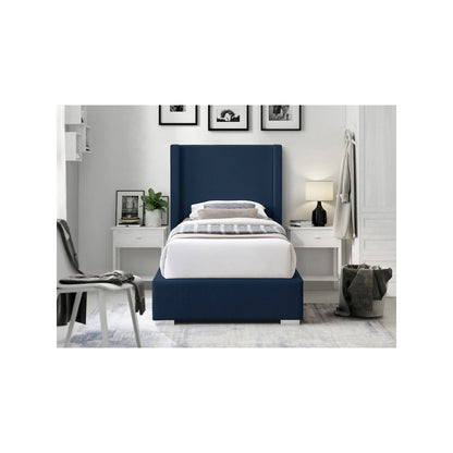 Royce Navy Linen Textured Fabric Twin Bed