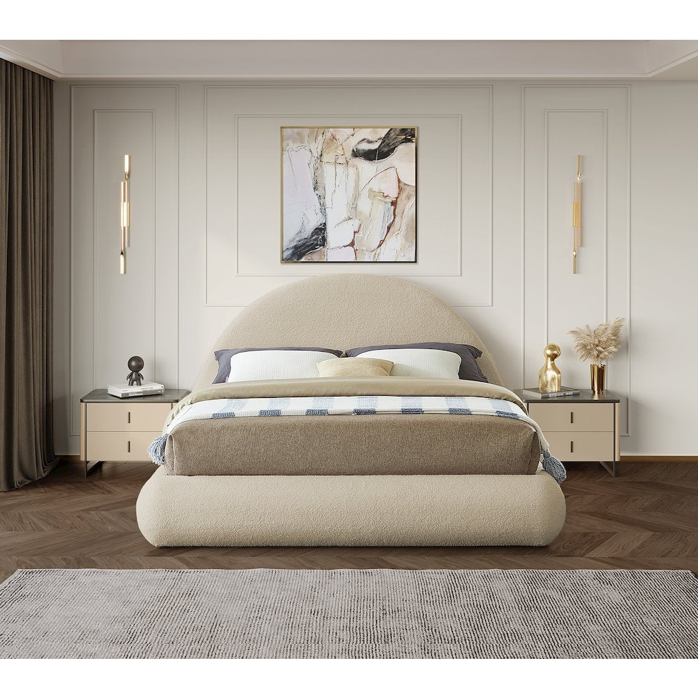 Rudy Beige Teddy Fabric Full Bed