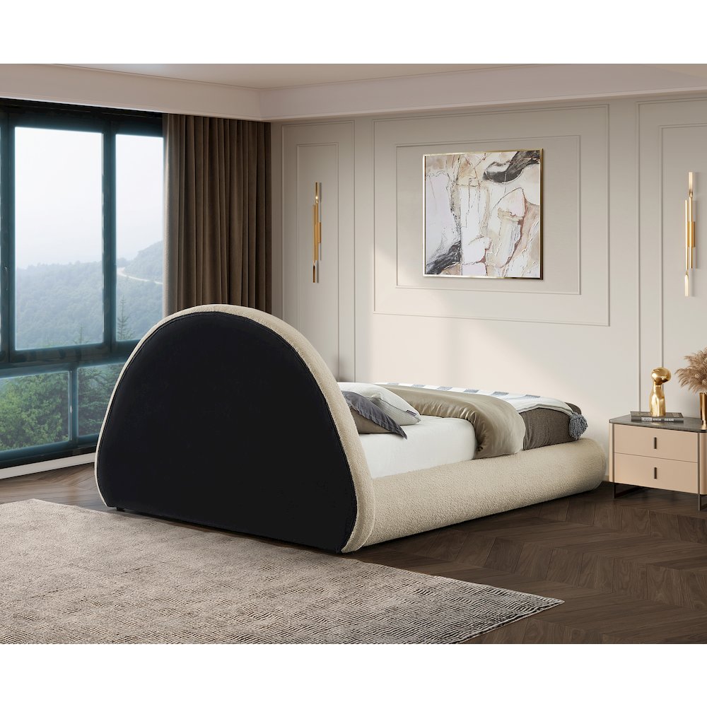 Rudy Beige Teddy Fabric King Bed