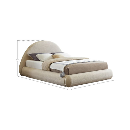Rudy Beige Teddy Fabric Queen Bed