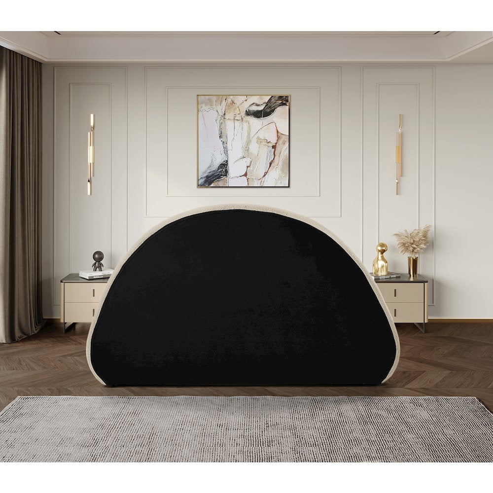 Rudy Beige Teddy Fabric Queen Bed