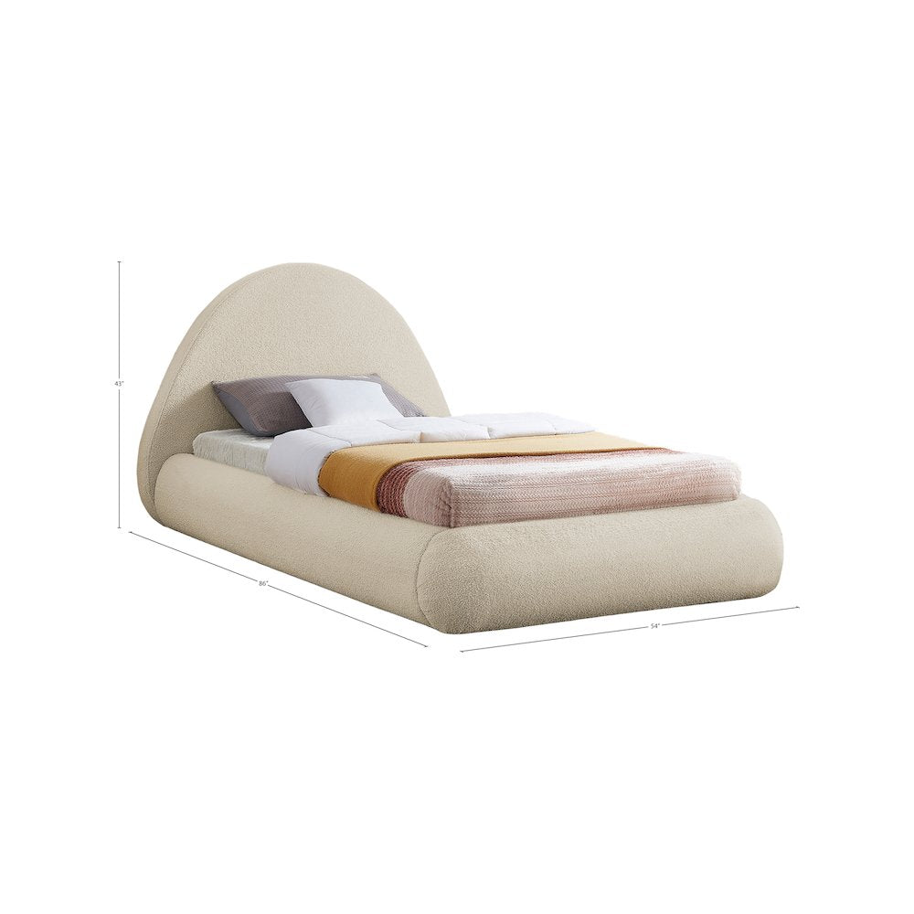 Rudy Beige Teddy Fabric Twin Bed