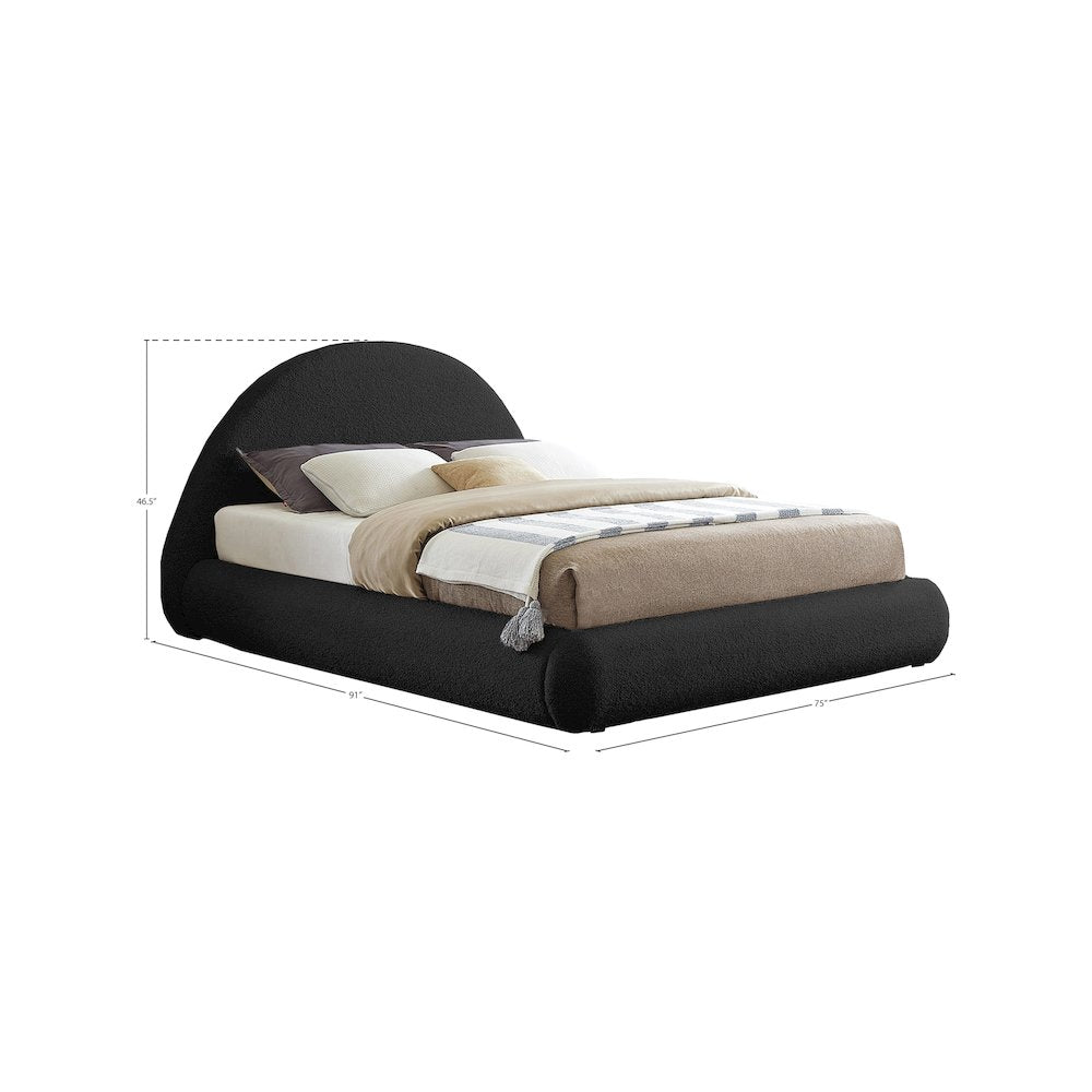 Rudy Black Teddy Fabric Queen Bed