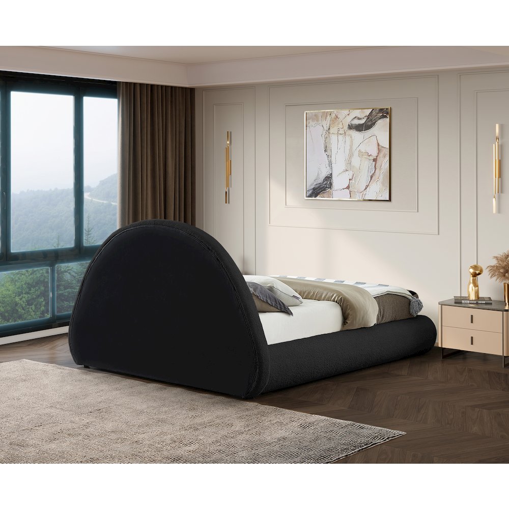 Rudy Black Teddy Fabric Queen Bed