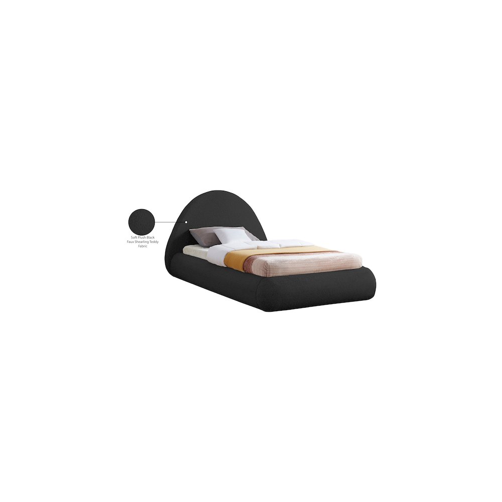 Rudy Black Teddy Fabric Twin Bed