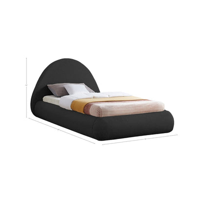 Rudy Black Teddy Fabric Twin Bed