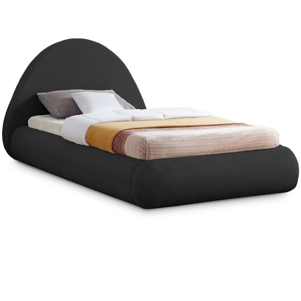Rudy Black Teddy Fabric Twin Bed