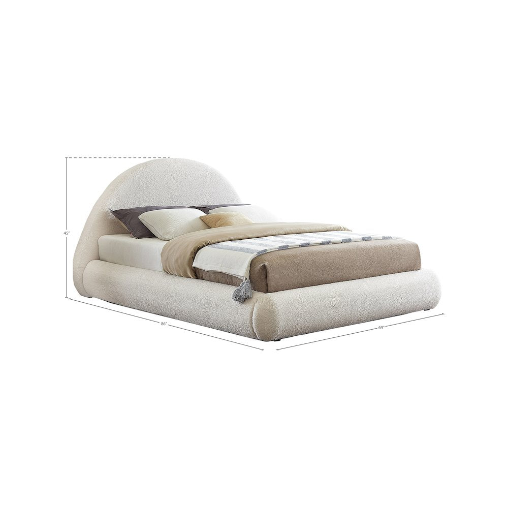 Rudy Cream Teddy Fabric Full Bed