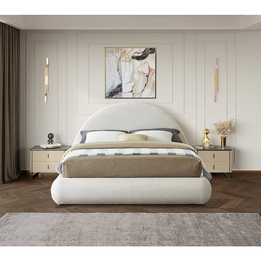 Rudy Cream Teddy Fabric Full Bed