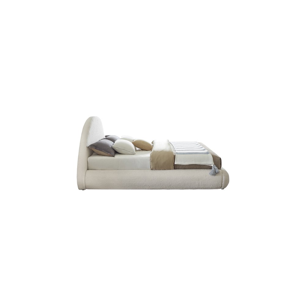 Rudy Cream Teddy Fabric King Bed