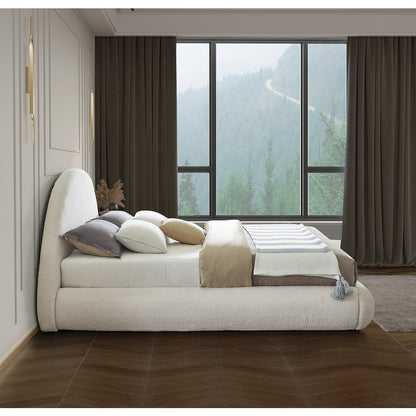 Rudy Cream Teddy Fabric Queen Bed