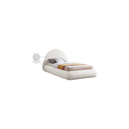 Rudy Cream Teddy Fabric Twin Bed