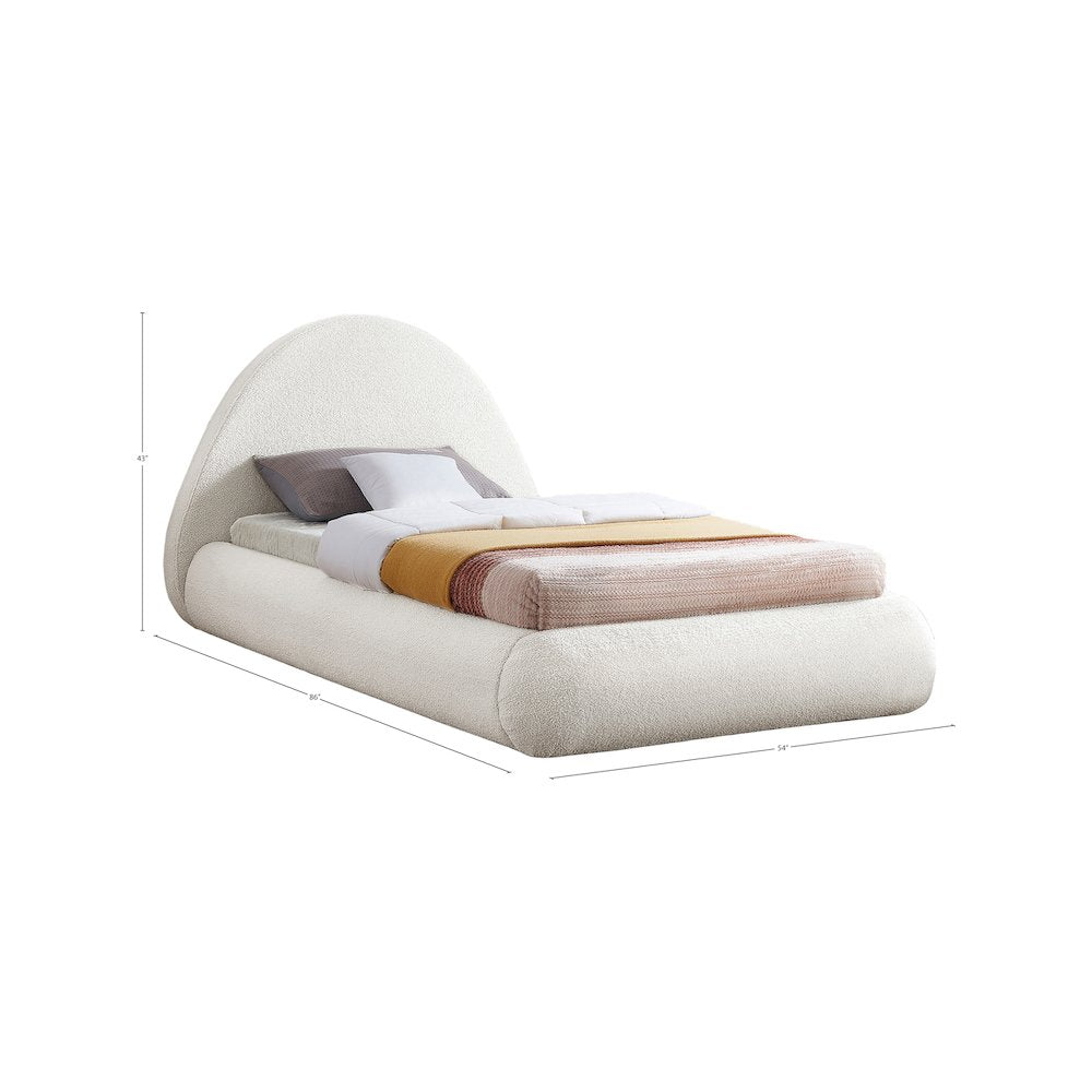 Rudy Cream Teddy Fabric Twin Bed