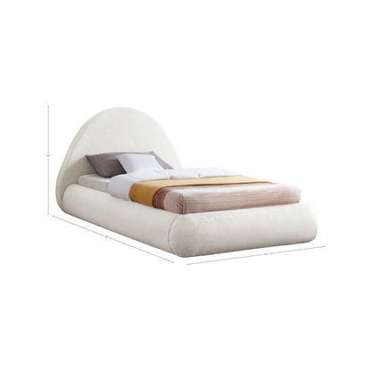 Rudy Cream Teddy Fabric Twin Bed