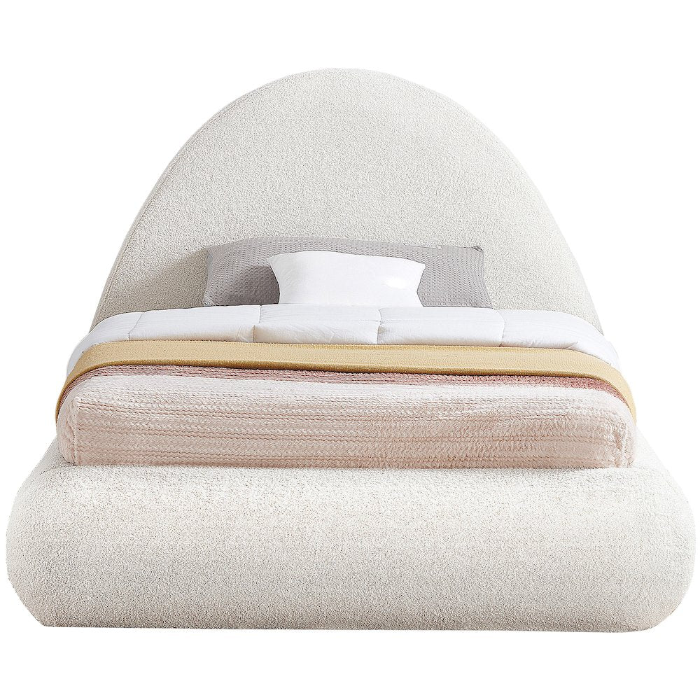 Rudy Cream Teddy Fabric Twin Bed