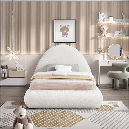 Rudy Cream Teddy Fabric Twin Bed