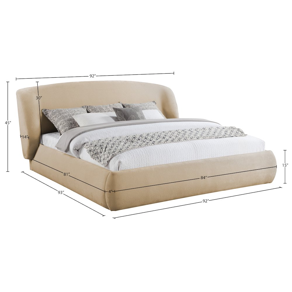 Sandro Beige Chenille Fabric Upholstered King Bed