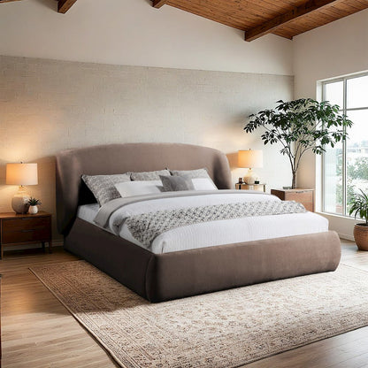 Sandro Brown Chenille Fabric Upholstered King Bed