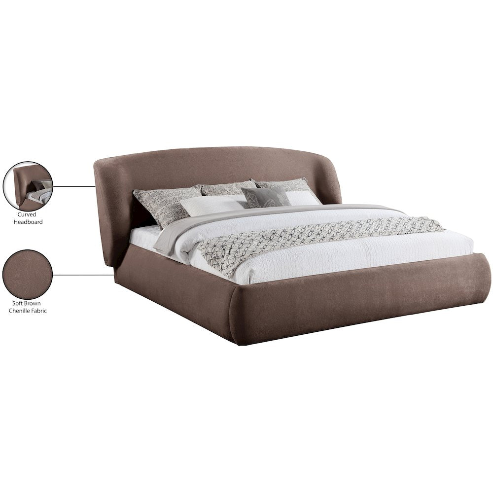 Sandro Brown Chenille Fabric Upholstered Queen Bed