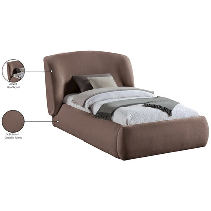 Sandro Brown Chenille Fabric Upholstered Twin Bed