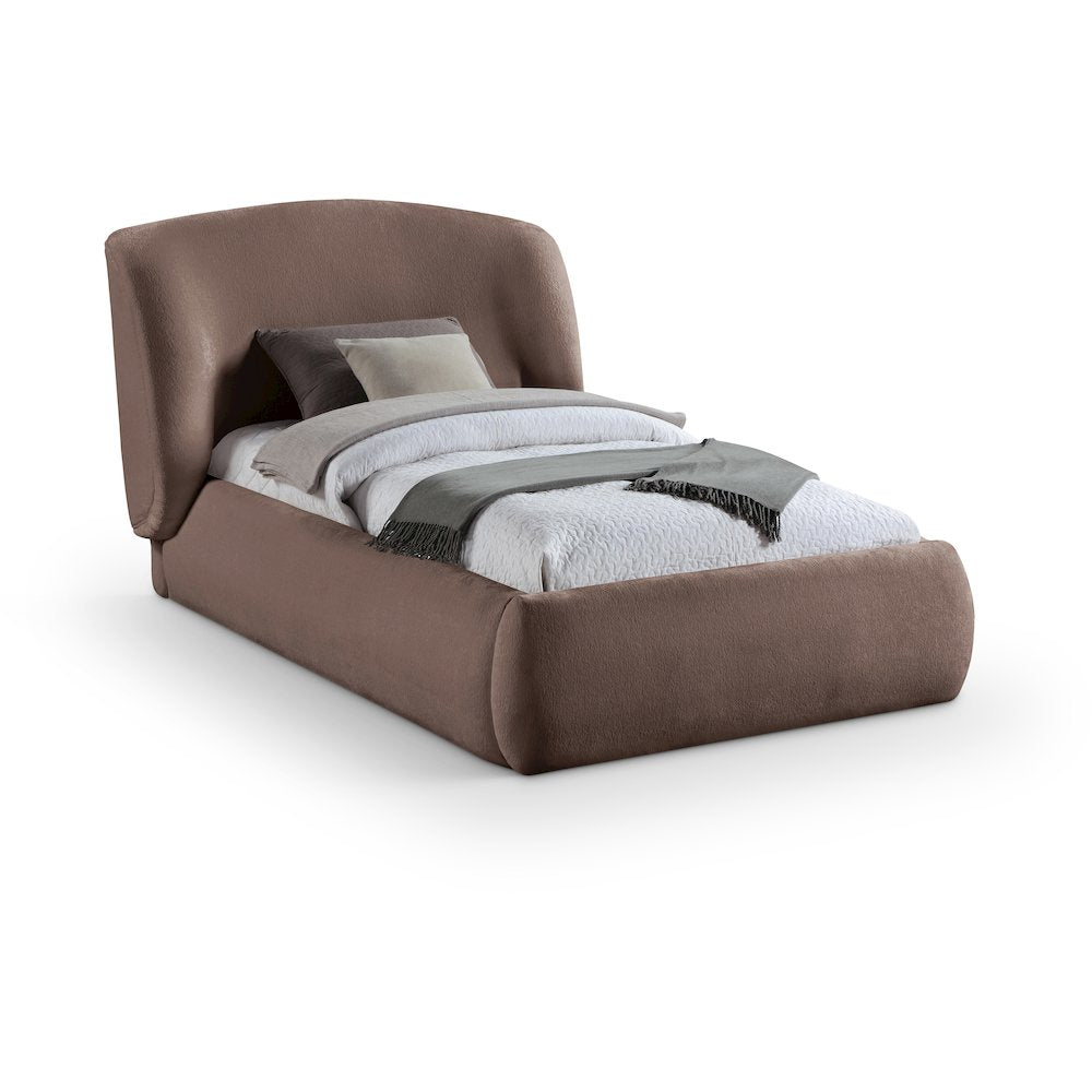 Sandro Brown Chenille Fabric Upholstered Twin Bed