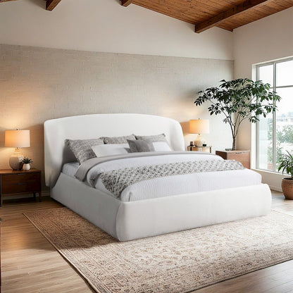 Sandro Cream Chenille Fabric Upholstered Full Bed