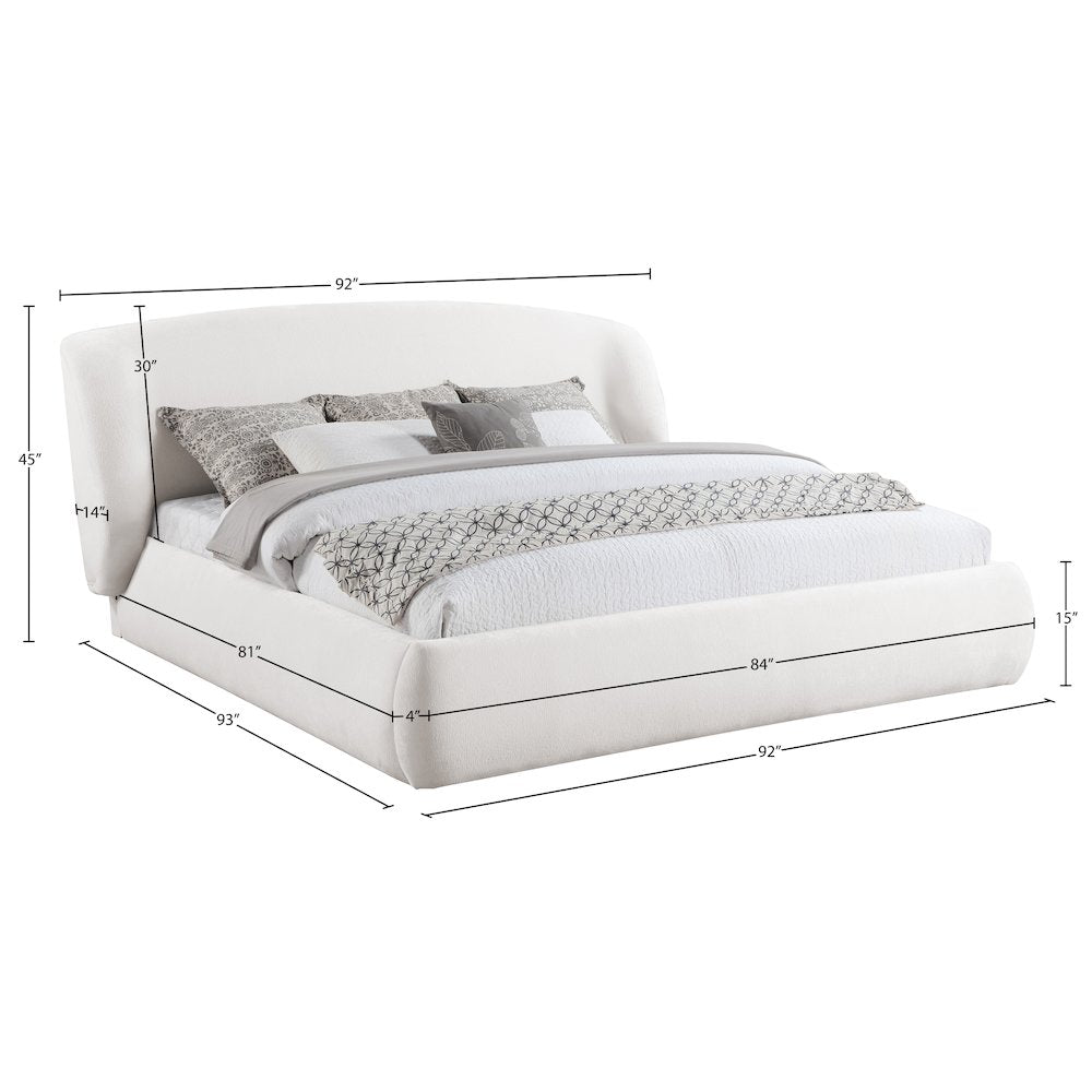 Sandro Cream Chenille Fabric Upholstered King Bed